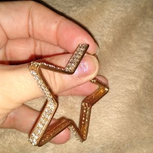 Good tone star shape hoop earrings with Crystals